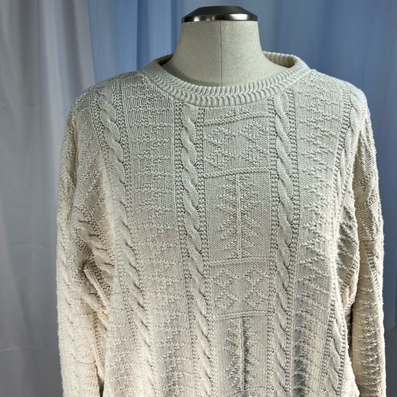 Windsor Other - Windsor Shirt Company cable knit cream crewneck cotton pullover sweater men's Lg
